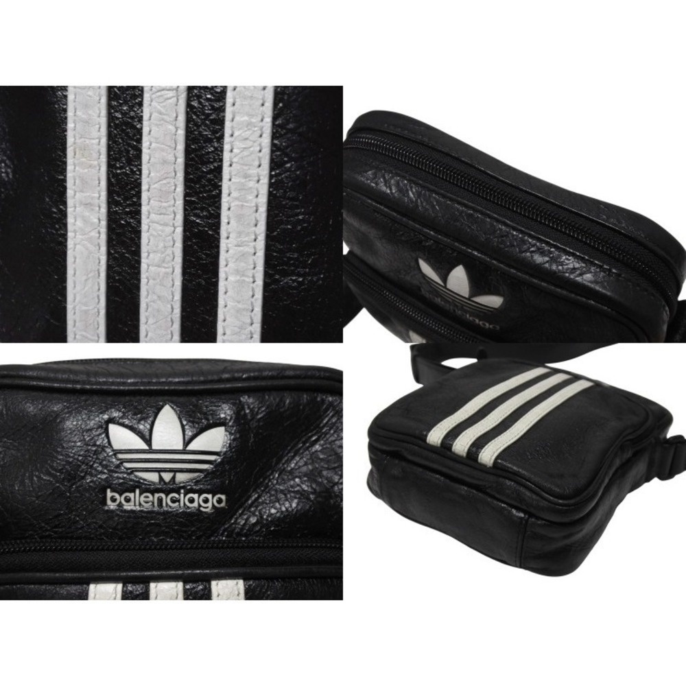 Balenciaga shoulder adidas collaboration lambskin crossbody black bag logo - Picture 5 of 8